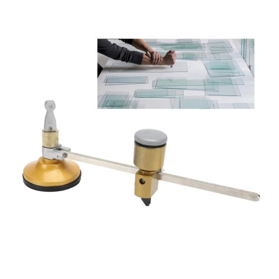 Verstellbarer Glas Kreisschneider 400 mm mit Saugnapf - Präziser Kompass-Typ für Glas & Heimwerkerbedarf