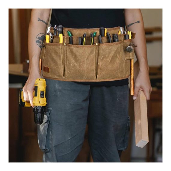 Werkzeuggürtel mit Entriegelungsschloss - Robust Abnehmbar Verstellbar | Arbeitsgürtel & Schürze für Elektriker Schreiner Bau & Autoreparatur - 13 Taschen (Schwarz