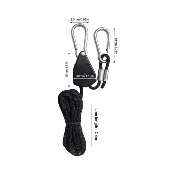 4 Stücke Ratchet Hanger für Pflanzenlampen - Einstellbarer Aufhänger mit Seilzug für Zimmerpflanzen und Wachstumslampen