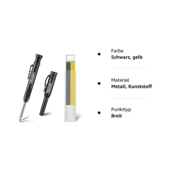 Zimmermannsbleistift Set mit Druckbleistift Halter Tieflochmarker und Ersatzminen - Holzbearbeitungsstift für Tischler Architekten und Konstruktion inklusive Eingebautem Spitzer
