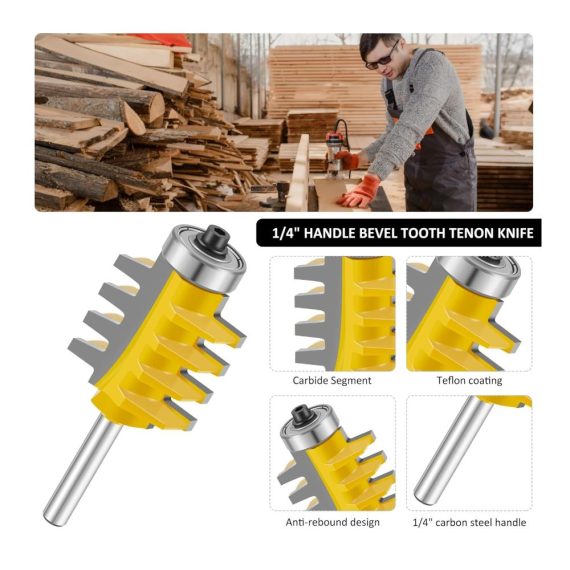 6mm Schaft Zapfenmesser - Hochleistungs Hartmetall Fräser für Holzkantenbearbeitung und Aushöhlung ideal für Oberfräsen Finger Joint Verbindungen in Hartholz und Weichholz. Mit Anti-Rebound-Design perfekt für Spanplatten Faserplatten und Schnurwellen