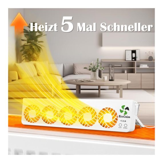 Heizkörper Ventilator 2.0 mit 5 verbesserten Lüftern - Intelligenter Heizkörperverstärker zur Steigerung der Heizungseffizienz und Energieeinsparung (Mono Set