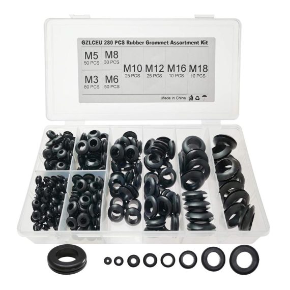 Gummi Tüllen Sortiment Kit - 280 Stück M3-M18 Elektrischer Leiter Dichtungsringe für Draht Stecker und Kabel - Kabeldurchführung Set für optimale Leitungsabdichtung
