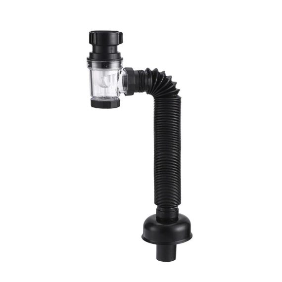 Flexibler Siphon für Waschbecken & Spülen | Geruchsdichter Ablaufschlauch mit Pop-Up-Filter | Erweiterbar auf 300-1000mm