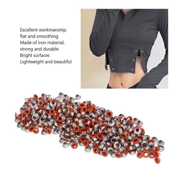 500 Stück bunte Metallösen mit abgerundeten Kanten für Schuhe & Kleidung | Robuste Tüllen in Orange