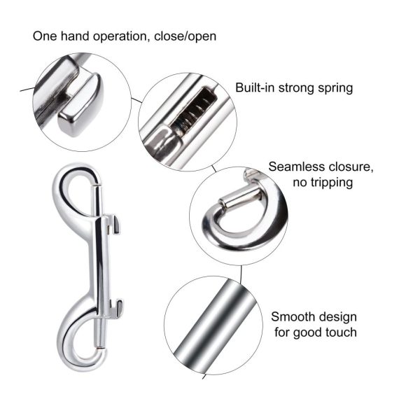 Edelstahl Doppelkarabinerhaken-Set (8 Stück) - Bolzenschnapper mit Federhaken 88 mm - Ideal für Hundeleine Wassereimer Klettern Camping - Zinklegierung Doppel Ended Bolzen Gerader Wirbel Gurtband-Schnapphaken