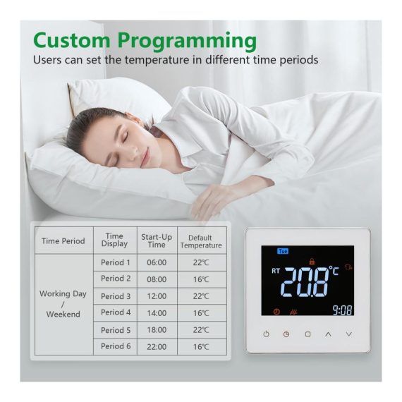 24V Digitaler Thermostat für Fußbodenheizung - Programmierbare Steuerung farbenfrohes Display Innenbereich geeignet