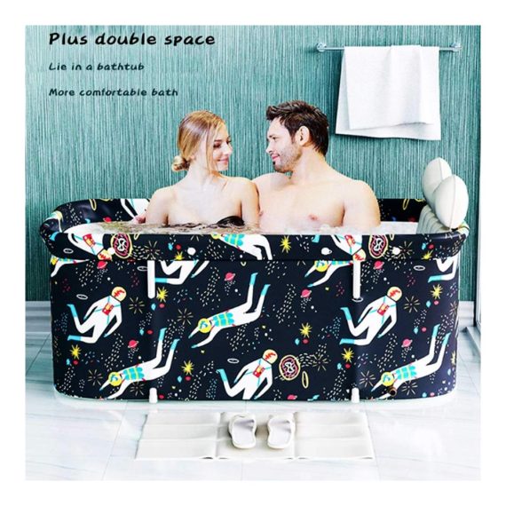 Faltbare PVC-Badewanne ohne Belüftung für Erwachsene - Tragbare mobile Badewanne (120x55x50cm) für Hot & Cold Baths im separaten Familienbad
