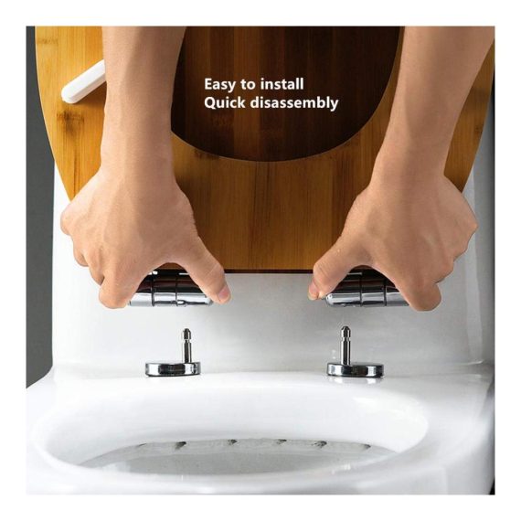 Moso Bambus Holz WC-Sitz mit Top-Befestigung und Verstellbaren Edelstahl-Scharnieren - Innovativer U/V/O-geformter Toilettendeckel aus Massivholz für Leichtigkeit und Bequemlichkeit