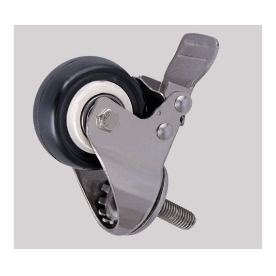 15-Zoll Edelstahl 304 Lenkrollen für Möbel - Robuste Radplattenrollen mit M8/M10/M12-Gewinde 300 kg Tragkraft geräuschlos PU-Bremse drehbar