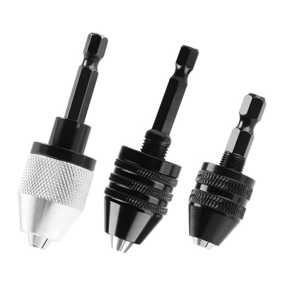 1/4 Sechskantschaft Bohrfutter Set - Schnellspannadapter für effizientes Bohren - 3-teiliges Bohrmaschinen Zubehör-Kit