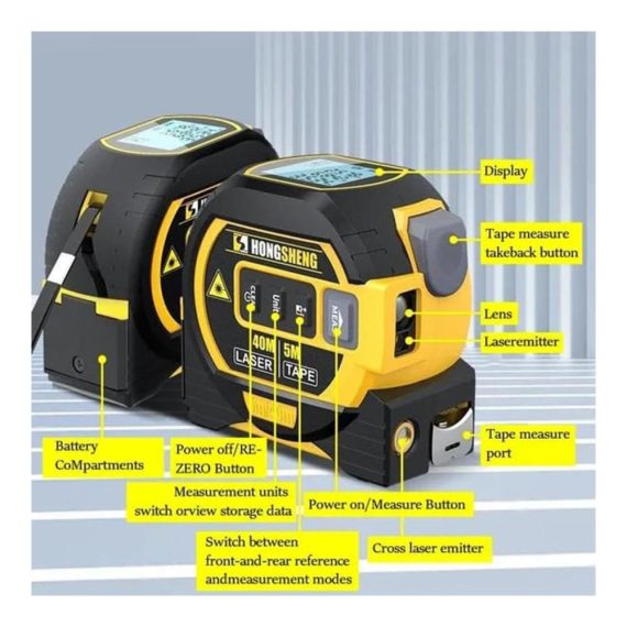 3-in-1 Infrarot-Lasermessgerät & Zubehör mit Maßband Präzises Laser-Messwerkzeug