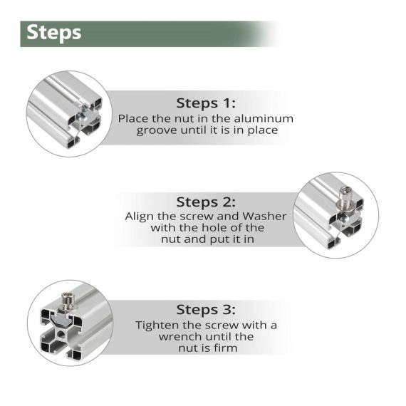 Aluprofil T-Nut-Muttern Set 50 Stück M8 - Nutensteine für 4040 Serie Kohlenstoffstahl Gleitmuttern T-Schiene Verbindungssatz Europäischer Standard