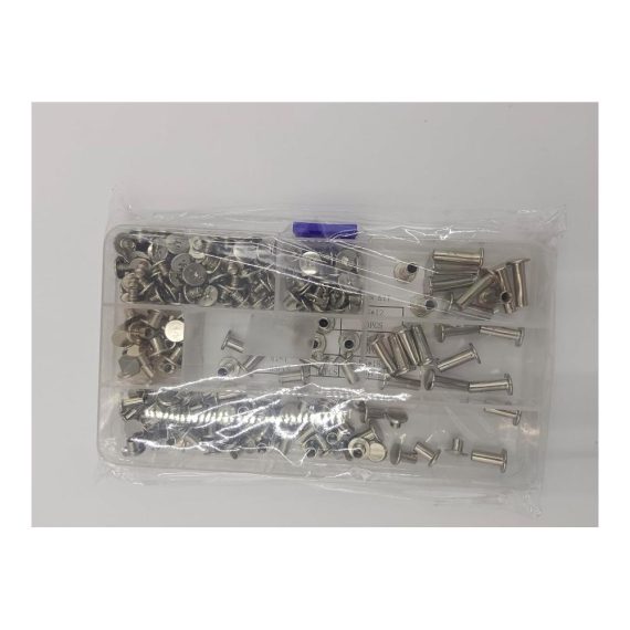 220 Stück Rändelschrauben & Chicago-Bindungssätze - Metall-Rundkopf Buchschrauben für Buchbinderei Lederdekoration & Gürtel - 7 Größen in Silber - Schraubnieten in praktischer Plastikbox