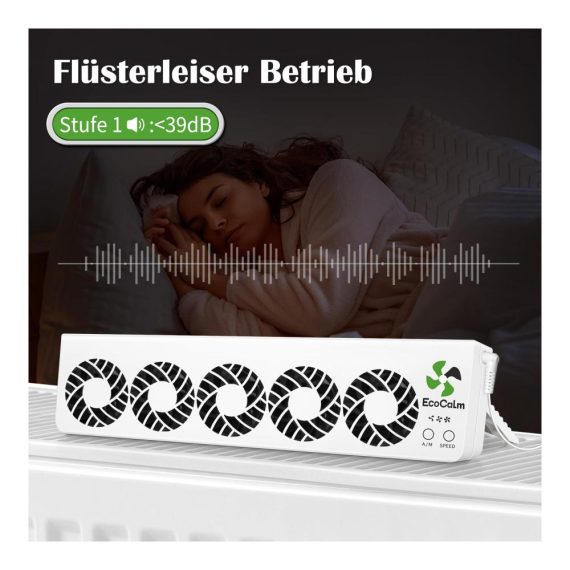 Heizkörper Ventilator 2.0 mit 5 verbesserten Lüftern - Intelligenter Heizkörperverstärker zur Steigerung der Heizungseffizienz und Energieeinsparung (Mono Set