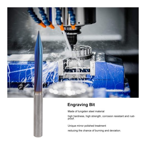 CNC-Fräser-Bit-Set 5-teiliges V-förmiges Gravur-Bit mit Nano-Blau-Beschichtung 2-schneidiges Wolframstahl-Schriftzug-Schnitzwerkzeug 4 mm Schaft – Ideale Präzision für gerade Einsätze und 30° Gravuren
