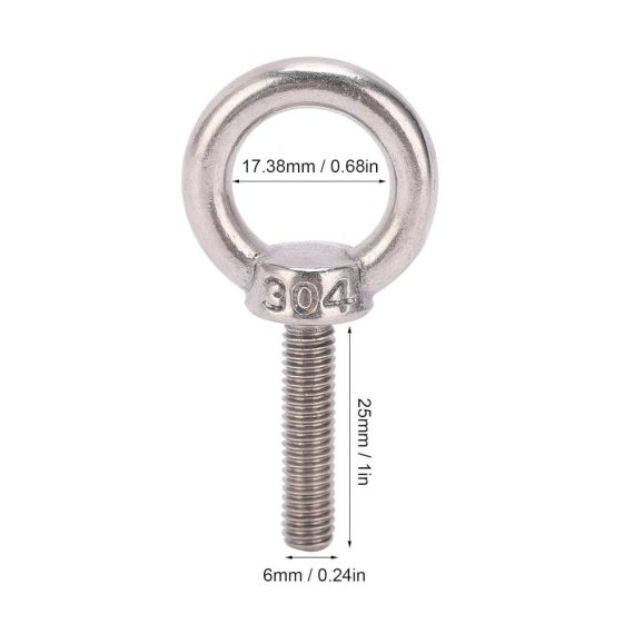 10 Stück Augenbolzen Ringschrauben aus 304 Edelstahl M6x25 Hebe-Rundring-Schraubverschluss für sichere Anschlüsse ideal für Strom und Stahl