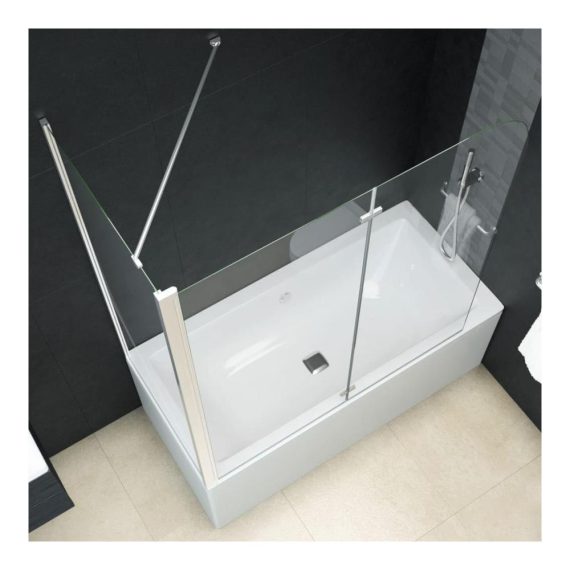 120x68x130 cm Duschkabine & Duschwand Set - Faltbar | Badewannenaufsatz aus ESG 4mm Sicherheitsglas