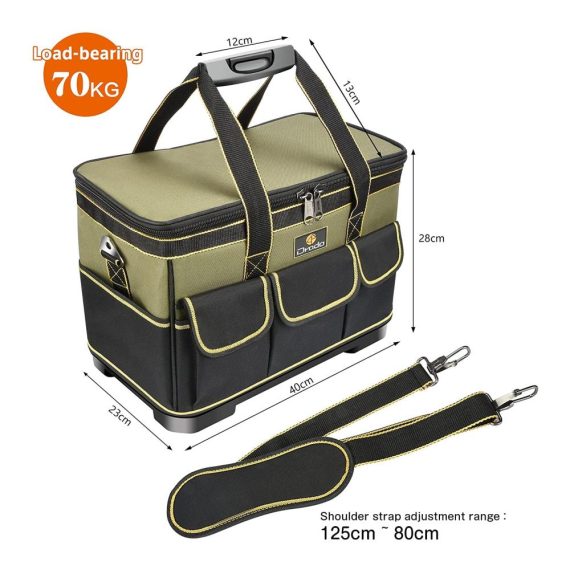 Drado Professional Wasserdichte Werkzeugtasche mit Verstellbarem Schultergurt - Organisieren Sie Ihre Werkzeuge effizient (40 x 23 x 28 cm