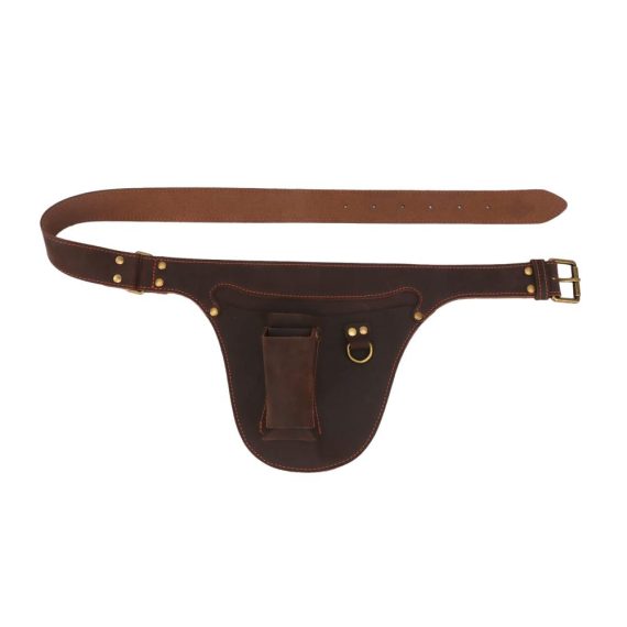 Leder Werkzeugtasche für Elektriker und Tischler – Verstellbare Gartenwerkzeugtasche in Dunkelbraun (26 x 22 cm
