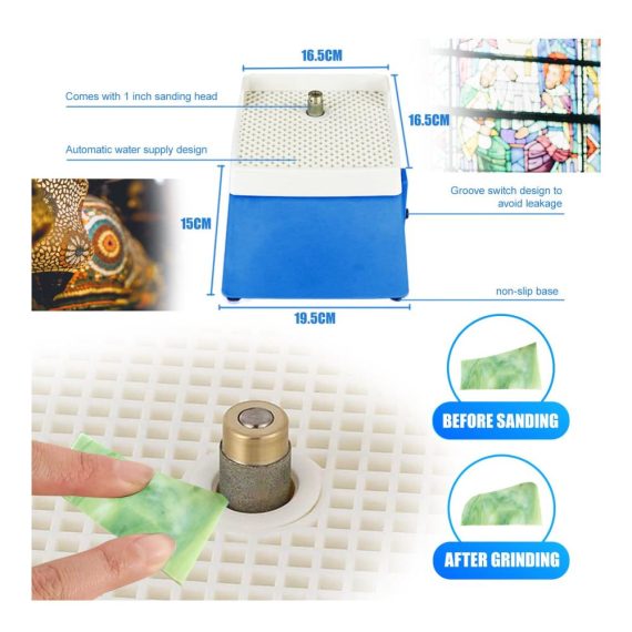Glasschneider Mini-Schleifmaschine mit Mosaik- und Buntglas-Starterset - Profi Glasschneider- und Lötset inklusive Kupferfolienband Lötdraht und Fingerhülse für ideale DIY-Projektwerkzeuge