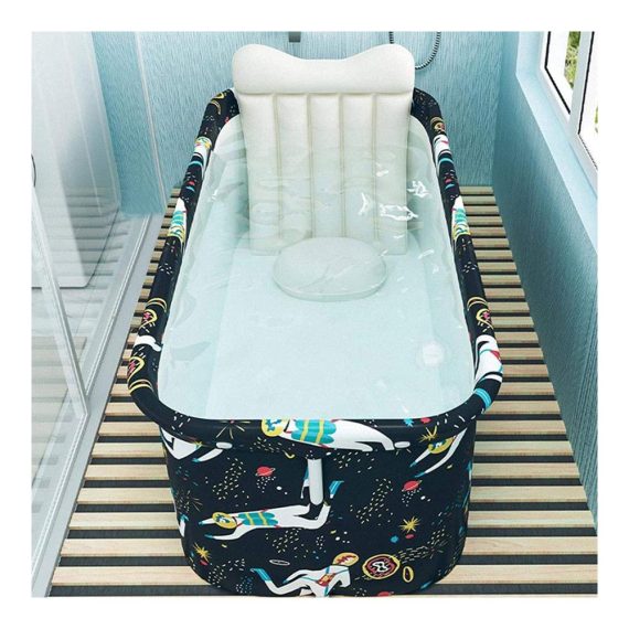 Faltbare PVC-Badewanne ohne Belüftung für Erwachsene - Tragbare mobile Badewanne (120x55x50cm) für Hot & Cold Baths im separaten Familienbad