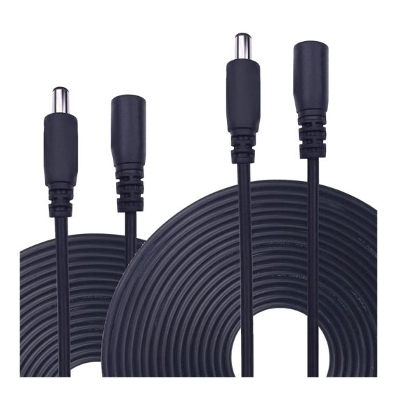 10m DC Verlängerungskabel 2er-Pack - Universelles Netzteil-Ladekabel für Überwachungskameras LED Streifen CCTV-IP Überwachung - 55 mm x 21 mm Stecker - 12V Verlängerung für DC12V Netzteil