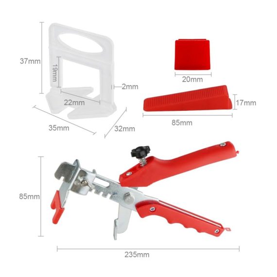 Fliesen Nivelliersystem Kit mit 2mm Zuglaschen 100 Fliesenkeilen Fliesenzange – Professionelles Fliesenverlegehilfe Set für präzise Fliesenarbeiten (Fliesenhöhe 6-15mm