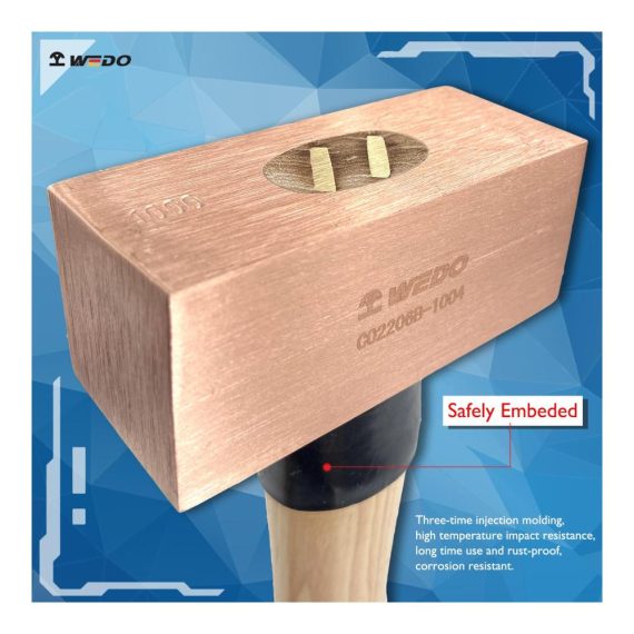 Doppelseitiger Kupferhammer mit Holzgriff - Robuster Vorschlaghammer 700 mm 3000 g