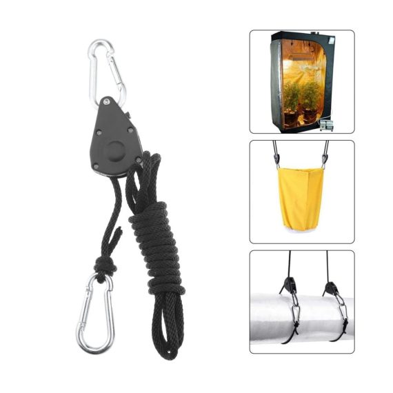4 Stücke Ratchet Hanger für Pflanzenlampen - Einstellbarer Aufhänger mit Seilzug für Zimmerpflanzen und Wachstumslampen