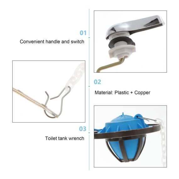 Toilettenreparatur-Set 10-teiliges WC Reinigungsset mit universellem Toilettengriff Ersatzteilen für Toilettenspülhebel WC-Griffteil Toilettenklappe und Wassertank