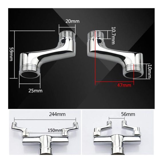 3/4 Zoll auf 1/2 Zoll Messing S Adapter für Duscharmaturen & Badewannen-Wasserhähne - Verchromter Wandanschluss Duscharmatur S-Anschluss