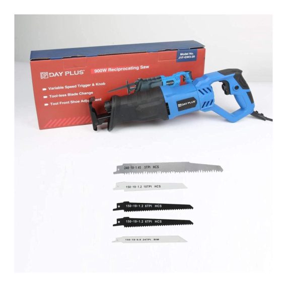 Professionelle 900W Säbelsäge mit 5 Sägeblättern - Reciprosäge für Holz und Metall 2800RPM