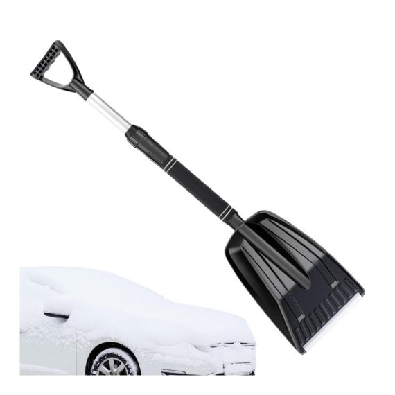 28-Zoll Tragbare Schneeschaufel mit Einziehbarem Griff – Robuste Hochleistungs-Schneeschaufel für Zuhause und Garage im Garten – Extra Tiefe Schneeschaufel für Effizientes Schneeräumen