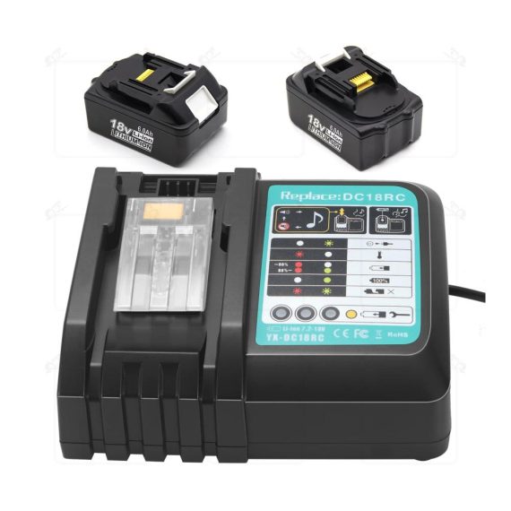Schnellladegerät für Makita 14.4V-18V BL1860 BL1850 BL1840 BL1830 Akkus - Kompatibel mit DC18RA DC18RC DC18RD DC18RF - Ersatz Ladegerät 3A DC18RA DC18RC