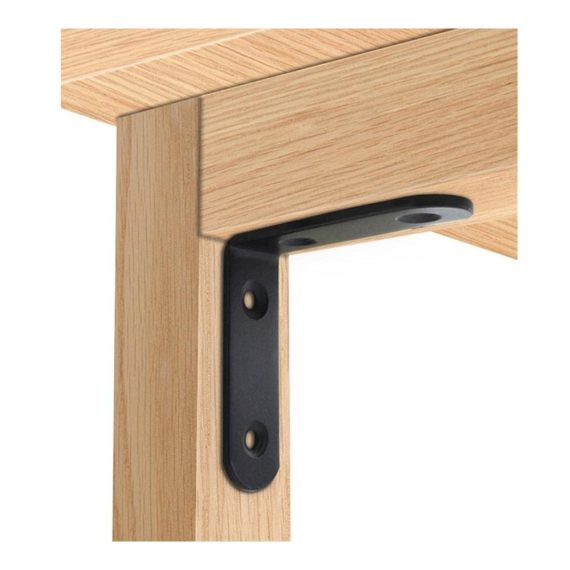 Klarer 90-Grad Winkelverbinder aus dickem schwarzen Edelstahl (20 Stück) - L-förmiger Möbel- und Lamellenverbinder (65mm