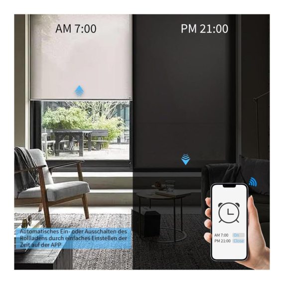 WIFI Touch Rolladenschalter - Smart Home Jalousieschalter für Alexa und Google Home - Unterputz Schalter mit Sensor Touchscreen in Schwarz - Kompatibel mit Tuya - Neutrale Linie erforderlich