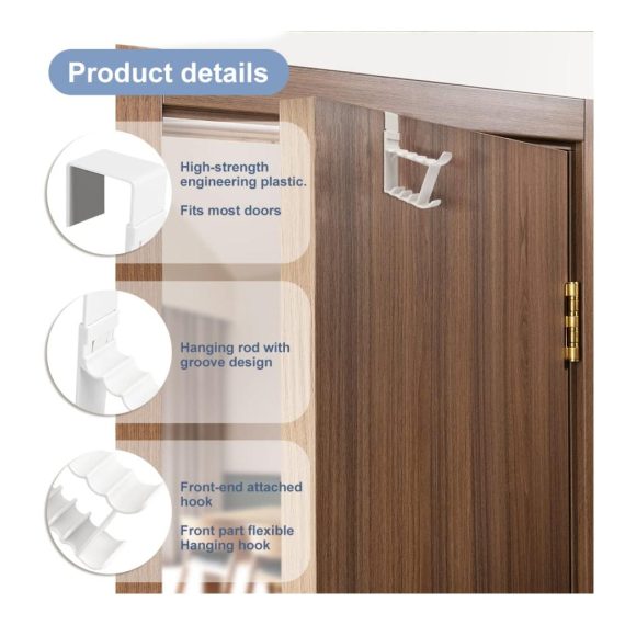 4er-Pack Hochfeste ABS-Türhaken - Doppelhaken-Design für Wohnzimmer Badezimmer & Schlafzimmer - Platzsparender Organizer für Kleidung Mäntel & Taschen (Schwarz
