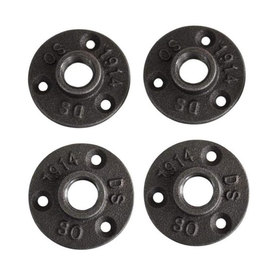 4PCS 1/2 Vintage Industrie Rohr Flanschmuttern - Schwarz Legierung Metall Flansche mit 3 Löchern für DIY Dekor in Küche Schlafzimmer Bar und Restaurant - Gewinde Boden Flansch aus Temperguss für Heizungsprojekte