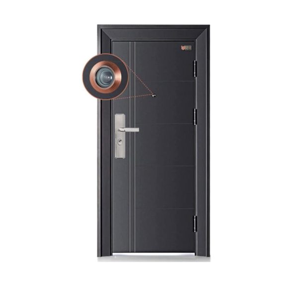 Türspion mit 220° Weitwinkel schwenkbarer Sichtschutzabdeckung aus Kupfer - 14mm Durchmesser | Sicherer Blickschutz für Türen 45-75 mm Dicke