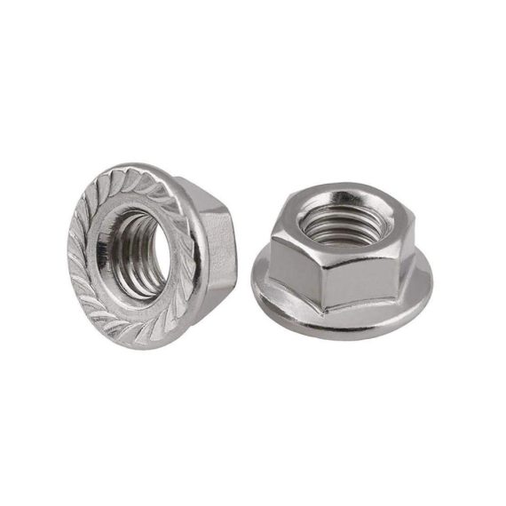 Edelstahl Sechskantmuttern & Maschinenschraubenmutter Set – Hochfeste Flanschmuttern UNC 1/2-13 1/4-20 3/8-16 5/16-18 – 304 Edelstahl Sechseck gezahnt Spinlock – Gaodpz (1/4 20 5 Stück
