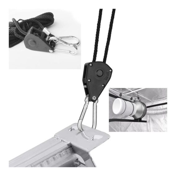 4 Stücke Ratchet Hanger für Pflanzenlampen - Einstellbarer Aufhänger mit Seilzug für Zimmerpflanzen und Wachstumslampen