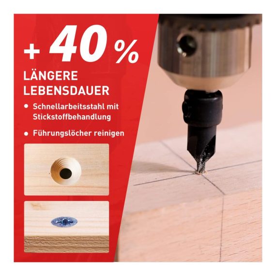 10-tlg. Holzsenker & Senkbohrer Set mit 1/4 Hex Schaft - Effiziente Holzbohrer und Kegelsenker mit Holzstopfen Schneider für präzise Holzverarbeitung
