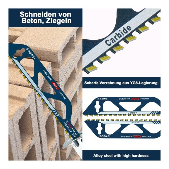 2 Stück Säbelsägeblätter Set für vielseitige Anwendungen Porenbeton Metall & mehr