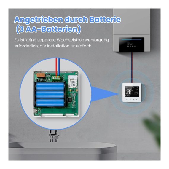 Programmierbares Zigbee Smart Thermostat für Gas-Boiler Steuerung – Kompatibel mit Alexa Google Home und Smart Life App – Fernbedienung über 2.4GH-WLAN – Energiesparendes Raumthermostat 3A