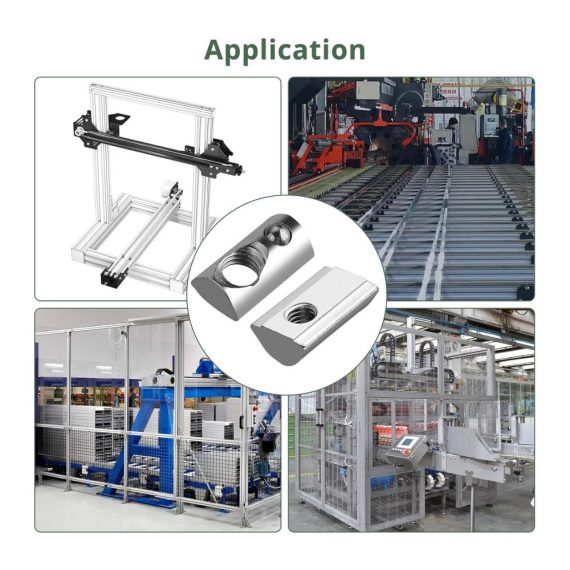 Nutensteine M5 mit Steg - Federkugel Nut 6 100 Stück Hammermutter Stahl Verzinkt Nutmuttern T-Nut M5 Gewinde für 3D Drucker und CNC Aluminiumprofil-Extrusionsschlitz 20-Serie 20x20 mm