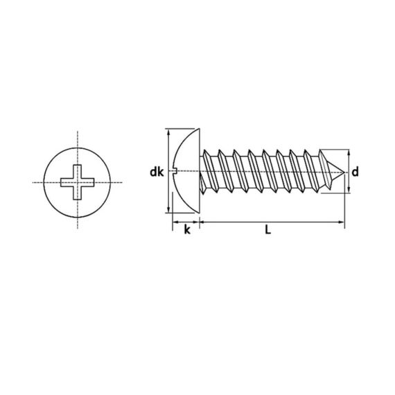 Edelstahl Rundkopf Selbstschneidende Kreuzschrauben - Metrische Maschinenbefestigung M3x14mm 50 Stk