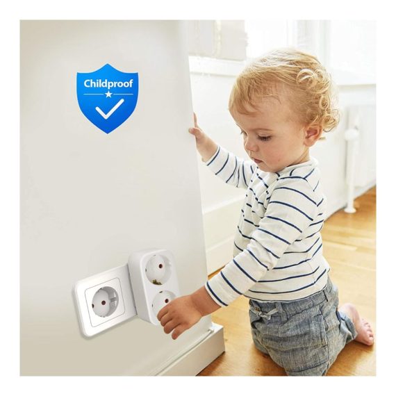 2 Fach Steckdosenadapter 3er Pack - 250V/16A 3680W Max - Schuko Doppelstecker für Haushaltsgeräte & Smartphones - Tragbare Mehrfachstecker 1 auf 2 Adapter