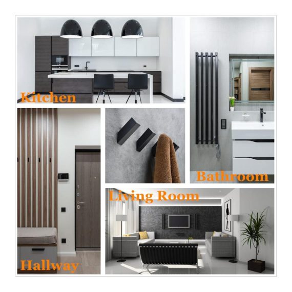 Bademantel- & Handtuchhaken 4er Set - Schwarze Wandhaken fürs Badezimmer platzsparend & robust Garderobenhaken Hutständer BA9808B-4