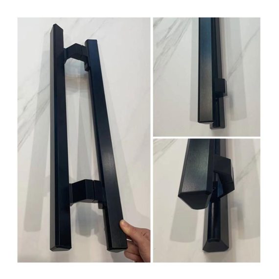 Aluminium Push-Pull Türklinken-Set für Scheunentore – Robuster Griff für Glastüren – Gewerblicher Eingangstürgriff ideal für Büros und Garagen (Silber 80 cm/315 Zoll